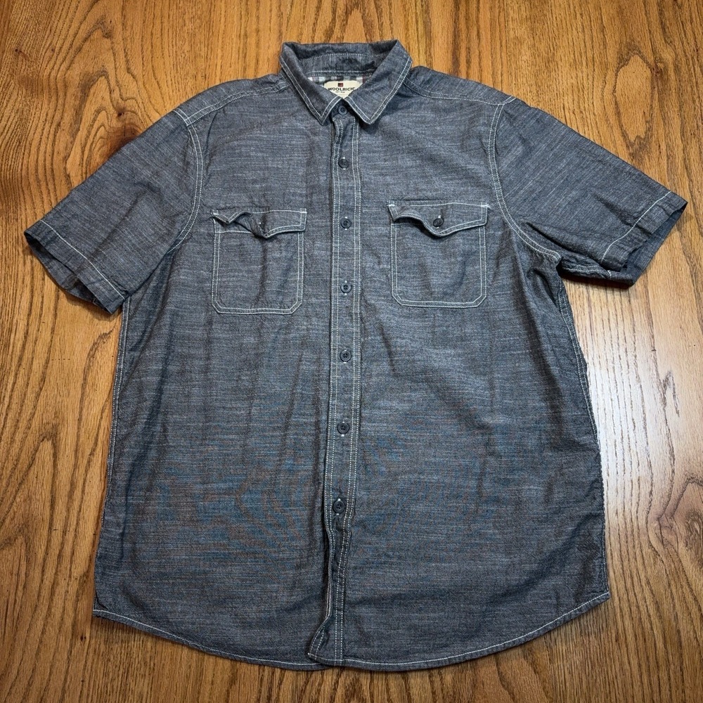 Lot‎ of 3 Woolrich Short Sleeve Button Up Shirts Men's Large Heather Gray Plaid - Picture 8 of 11